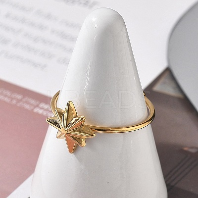 Star 304 Stainless Steel Open Cuff Ring for Women RJEW-M049-03G-1