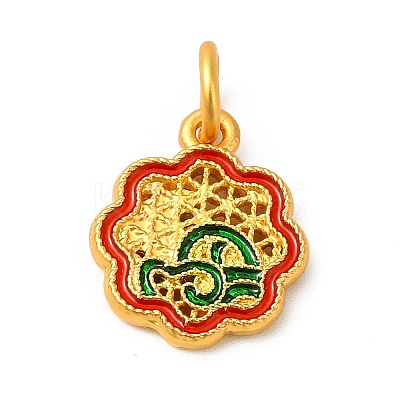 Rack Plating Alloy Enamel Pendants with Jump Ring ENAM-M048-18MG-1