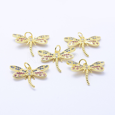 Brass Micro Pave Cubic Zirconia Pendants KK-P133-02G-NR-1