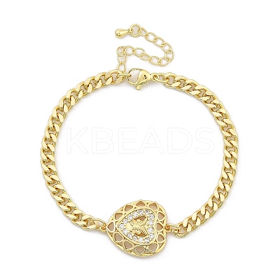Brass Micro Pave Clear Cubic Zirconia Link Bracelets BJEW-Z082-03G-03-1