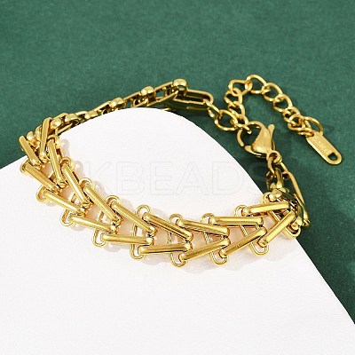 304 Stainless Steel Link Chain Bracelets for Women BJEW-C113-01G-1