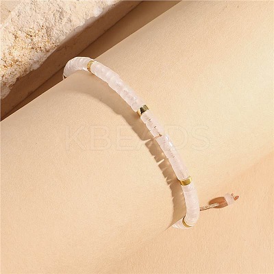 Natural Quartz Crystal Heishi Beaded Braided Bracelets SA4116-10-1
