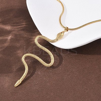 304 Stainless Steel Snake Pendant Double Layer Necklaces for Women LS-NJEW-Z108-03G-1