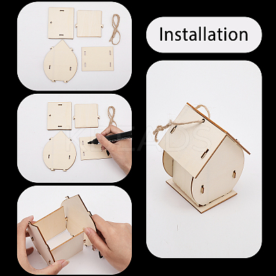 20 Sets 10 Style DIY Unfinished Wood Wind Chime & Bird House Making Kits DIY-BC0012-21-1