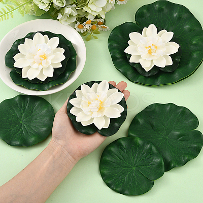 Artificial EVA Foam Lotus Leaf & Flower AJEW-SP0003-26A-1