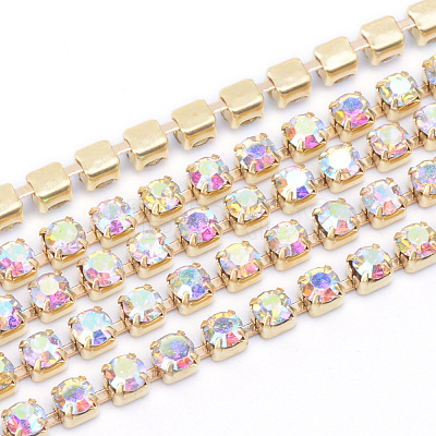 Brass Rhinestone Strass Chains CHC-T003-SS8-02C-1
