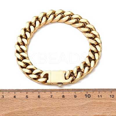 304 Stainless Steel Cuban Link Chain Bracelets for Unisex BJEW-K283-01C-G-1