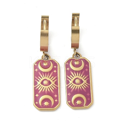 304 Stainless Steel Enamel Hoop Earrings for Women STAS-Z105-01G-05-1