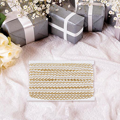 Polyester Filigree Wavy Lace Ribbon OCOR-WH0082-211C-1