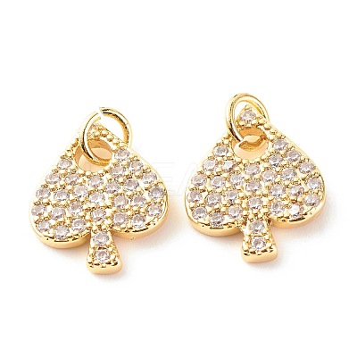 Brass Micro Pave Clear Cubic Zirconia Pendants X-ZIRC-P094-20G-RS-1