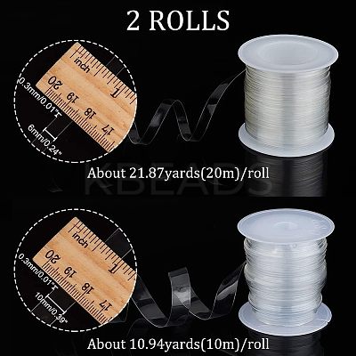 2 Rolls 2 Styles Invisible Stretchy TPU Plastic Transparent Elastic Strap EW-NB0001-09-1