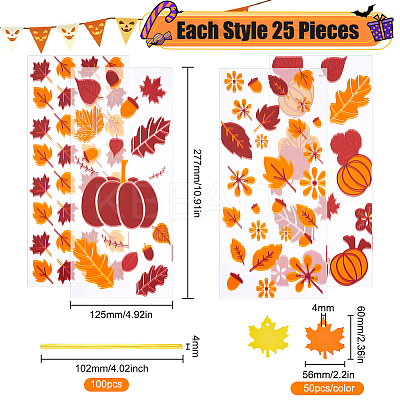 Rectangle Plastic Candy Bags for Thanksgiving Day CON-BC0007-06-1