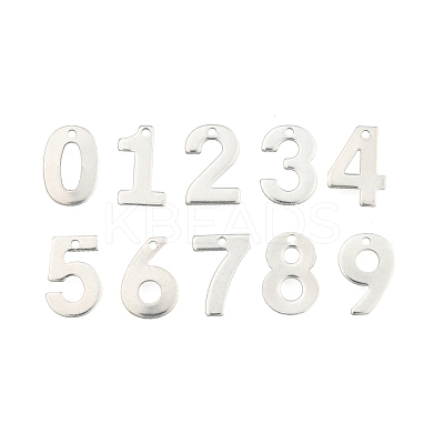 Tarnish Resistant 201 Stainless Steel Number Charms STAS-S035-M-1