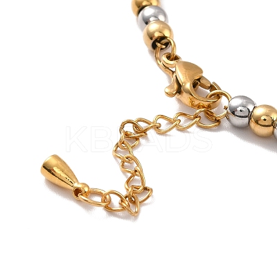 PVD Vacuum Plating 201 Stainless Steel Round Beaded Bracelet for Women STAS-D179-03GP-02-1