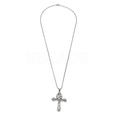 Zinc Alloy Cross Pendant Necklaces NJEW-M211-06D-ASP-1