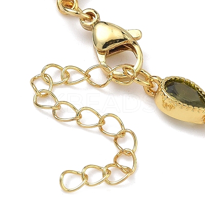 Teardrop Brass Pave Cubic Zirconia Link Chain Bracelets for Women BJEW-P385-06G-02-1