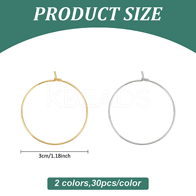 60Pcs 2 Colors Long-Lasting Plated Brass Hoop Earrings Findings KK-AN0001-01-1