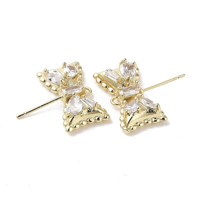 Brass with Clear Cubic Zirconia Stud Earring Findings KK-G491-56G-1
