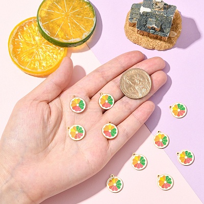 10PCS 10Pcs Fruit 304 Stainless Steel Enamel Charms STAS-YW0003-17G-1