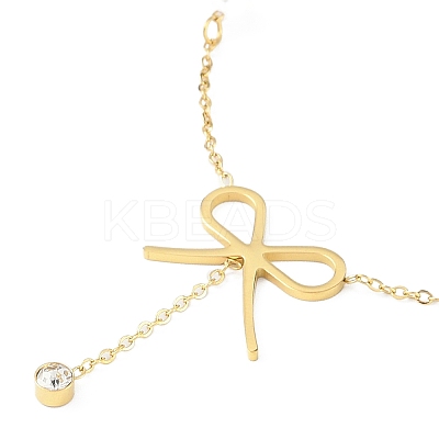 Ion Plating(IP) 304 Stainless Steel Bowkont Charm Bracelets for Women BJEW-K254-15G-1
