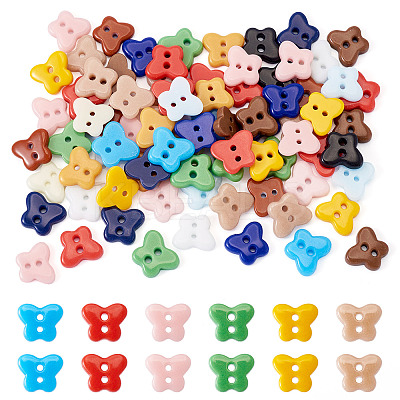 80Pcs 2-Hole Porcelain Buttons PORC-PJ0001-02D-1