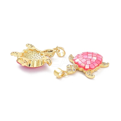 Real 18K Gold Plated Brass Micro Pave Clear Cubic Zirconia Pendants KK-D004-05G-E-1