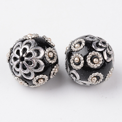 Round Handmade Indonesia Beads IPDL-L002-09B-1