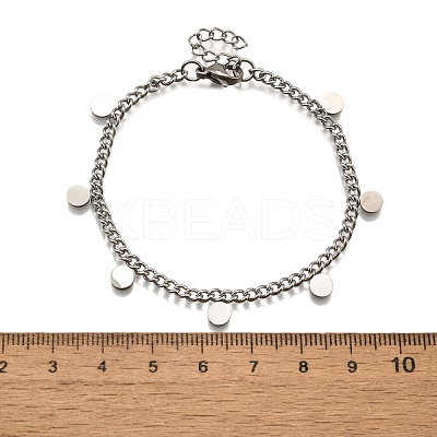 304 Stainless Steel Flat Round Charm Bracelets BJEW-R021-04P-1