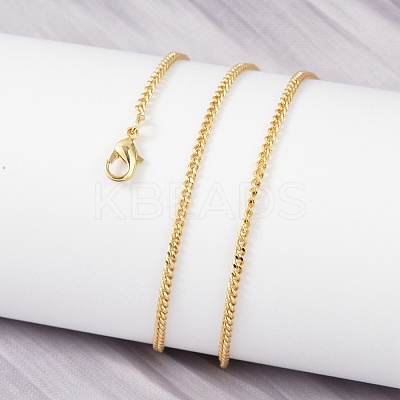 Brass Curb Chain Necklaces X-NJEW-K123-09G-1