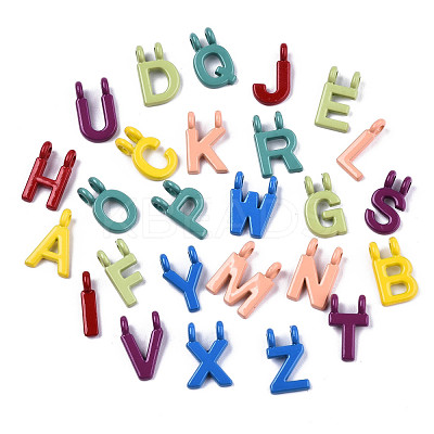 26 Pcs Spray Painted Alloy Alphabet Links Connectors PALLOY-T075-48-RS-1