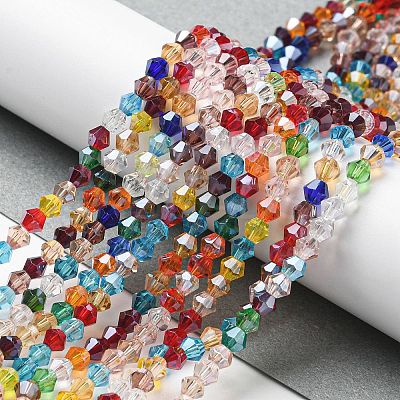 Transparent Electroplate Glass Beads Strands GLAA-F029-4mm-C29-1