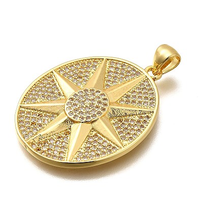 Rack Plating Brass Micro Pave Cubic Zirconia Pendants KK-L226-056G-1