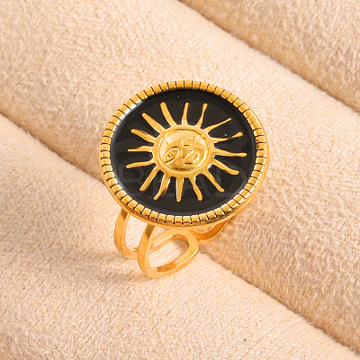 Adjustable Stainless Steel with Enamel Cuff Rings for Women XY2764-5-1