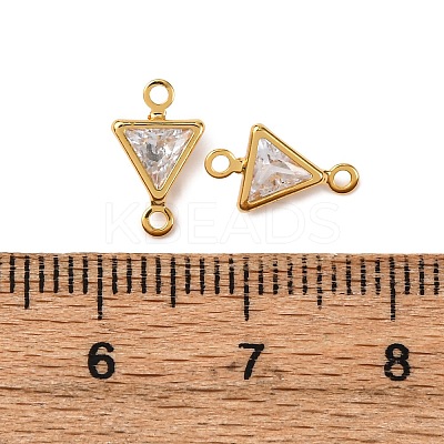 Brass Pave Clear Cubic Zirconia Connector Charms KK-Z121-06G-08-1