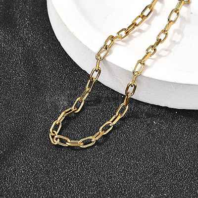 304 Stainless Steel Paperclip Chain Bracelets for Women Men BJEW-A050-03G-1