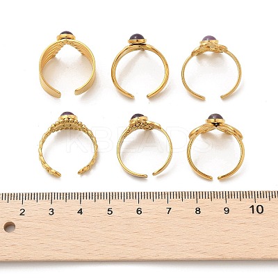 Natural Amethyst Finger Rings RJEW-K290-06G-1