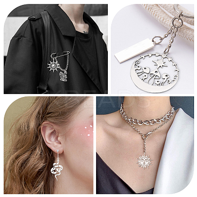 20Pcs 10 Style 201 Stainless Steel Pendants STAS-SC0003-56-1