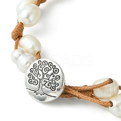 Natural Pearl Braided Bead Bracelets with Waxed Polyester Cords BJEW-TA00291-1
