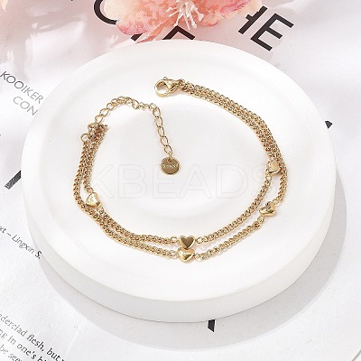 304 Stainless Steel Double-Layer Curb Chains Bracelets for Women BJEW-C089-13G-1
