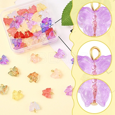 50Pcs Glass Pendants PALLOY-FS00015-1