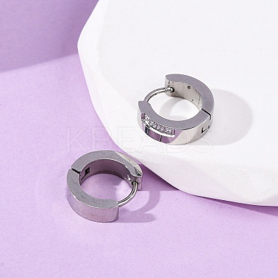 304 Stainless Steel Cubic Zirconia Hoop Earrings EJEW-D331-11P-1