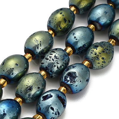 Electroplated Natural Druzy Geode Crystal Beads Strands G-F833-O01-01B-1