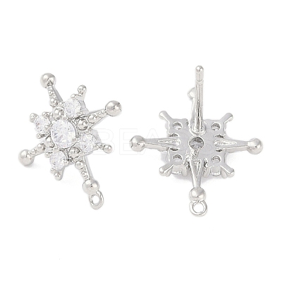 Brass Pave Clear Cubic Zirconia Stud Earring Findings LS-KK-F875-09P-1