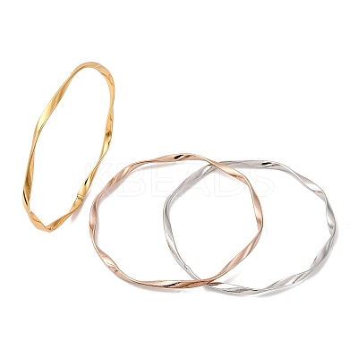 3Pcs 3 Colors 304 Stainless Steel Twisted Bangles Sets for Women BJEW-L610-27M-1