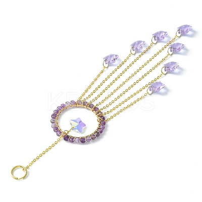 Glass Star Pendant Decorations HJEW-JM01113-05-1