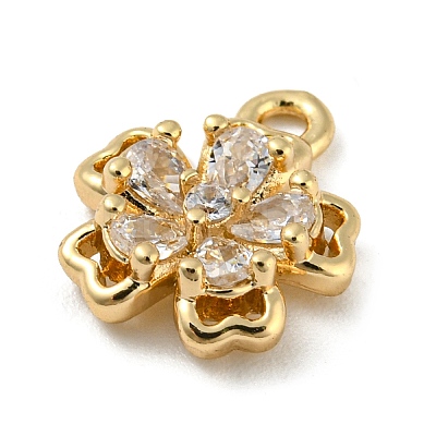 Brass with Clear Cubic Zirconia Charms X-KK-G478-02D-KCG-1