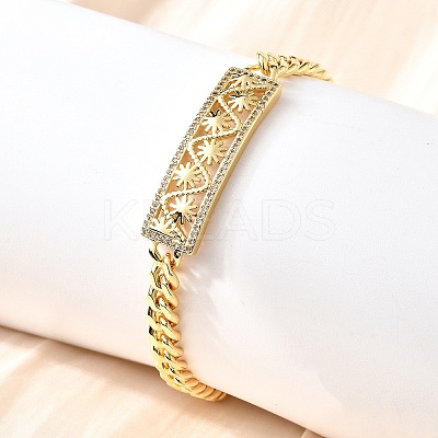 Brass Micro Pave Clear Cubic Zirconia Link Bracelets BJEW-F498-04B-G-1