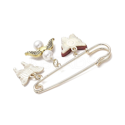 9Pcs Butterfly Alloy & Acrylic & Rhinestone Pendant Brooches JEWB-BR00185-1