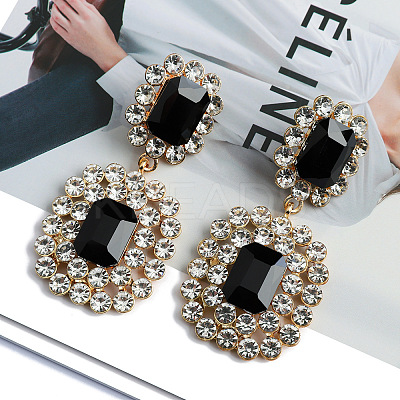 Sparkling Glass with Rhinestone Double Circle Cutout Earrings & Pendant Set - Elegant and Sophisticated Jewelry ST3654869-1