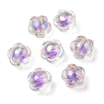 UV Plating Rainbow Iridescent Acrylic Beads OACR-A014-03B-1